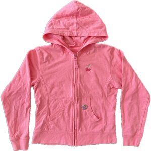 Vintage Y2k Cherokee Light Pink Full Zip Hoodie with Cherry Detail size M 10/12